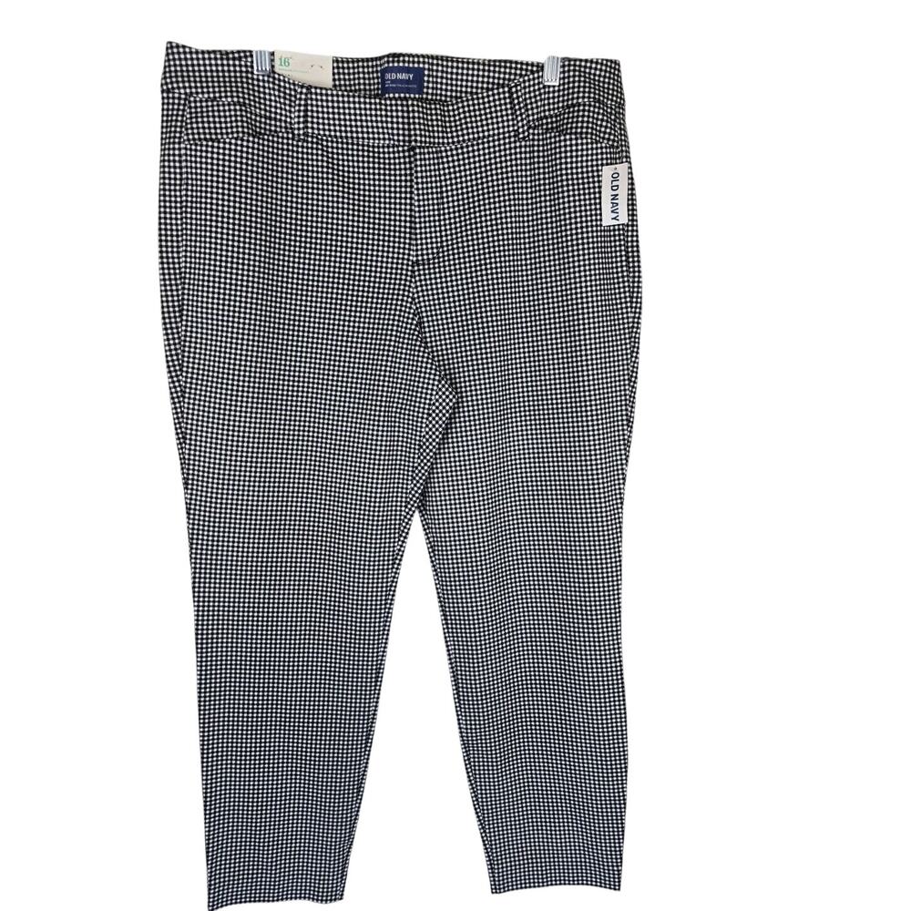 Old Navy Mid-Rise Pixie Black White Checkered Women's Pants 16 NWT